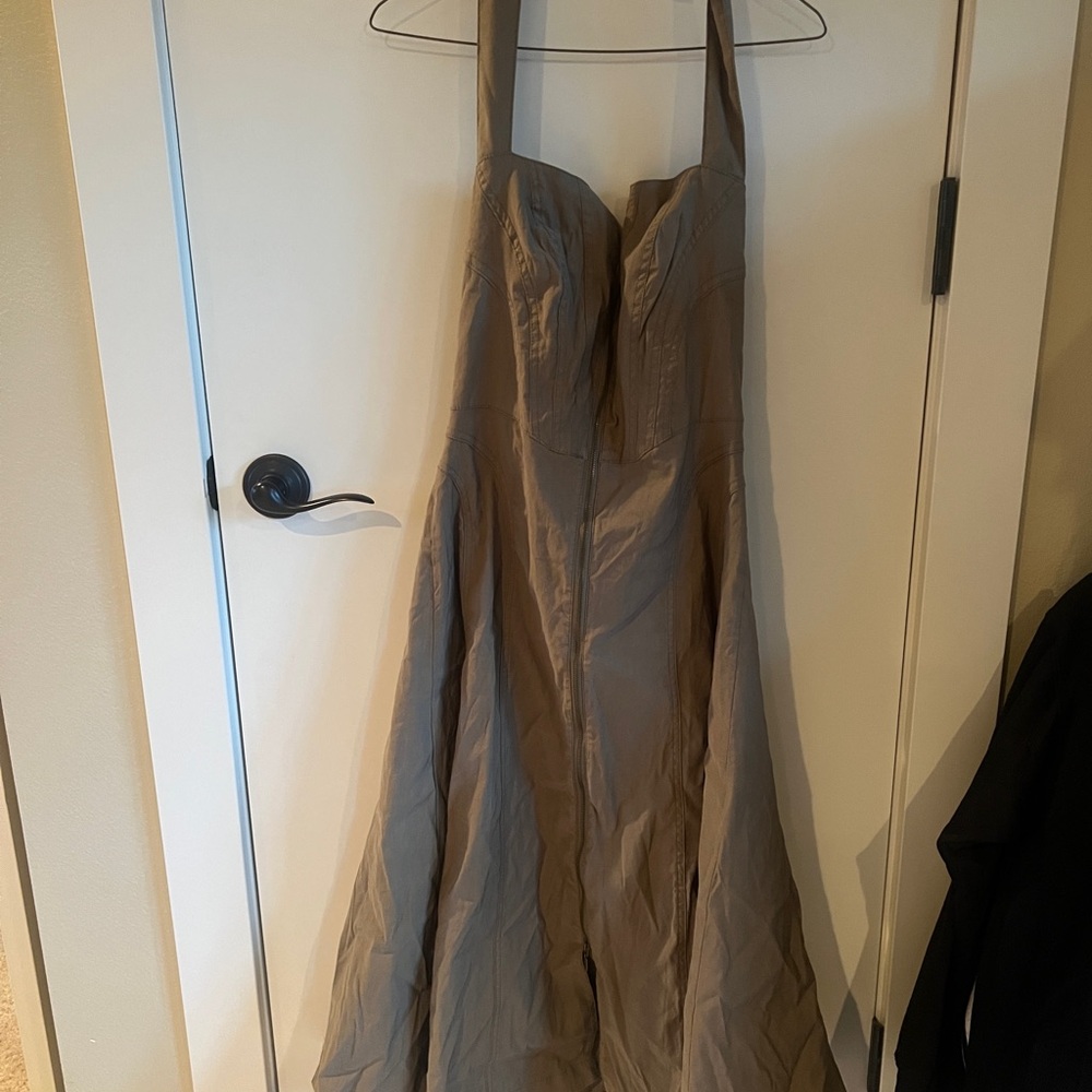 Anthropologie army green Halter Dress